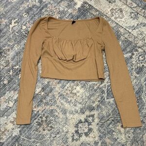 SHEIN Tan Long Sleeve Crop Top